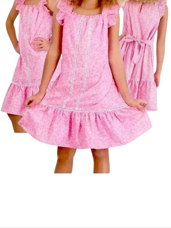 French Connection Other - French Connection Girls' 5/6 Pink Ruffle-Trimmed Cotton Sundress for Girls - NWT
